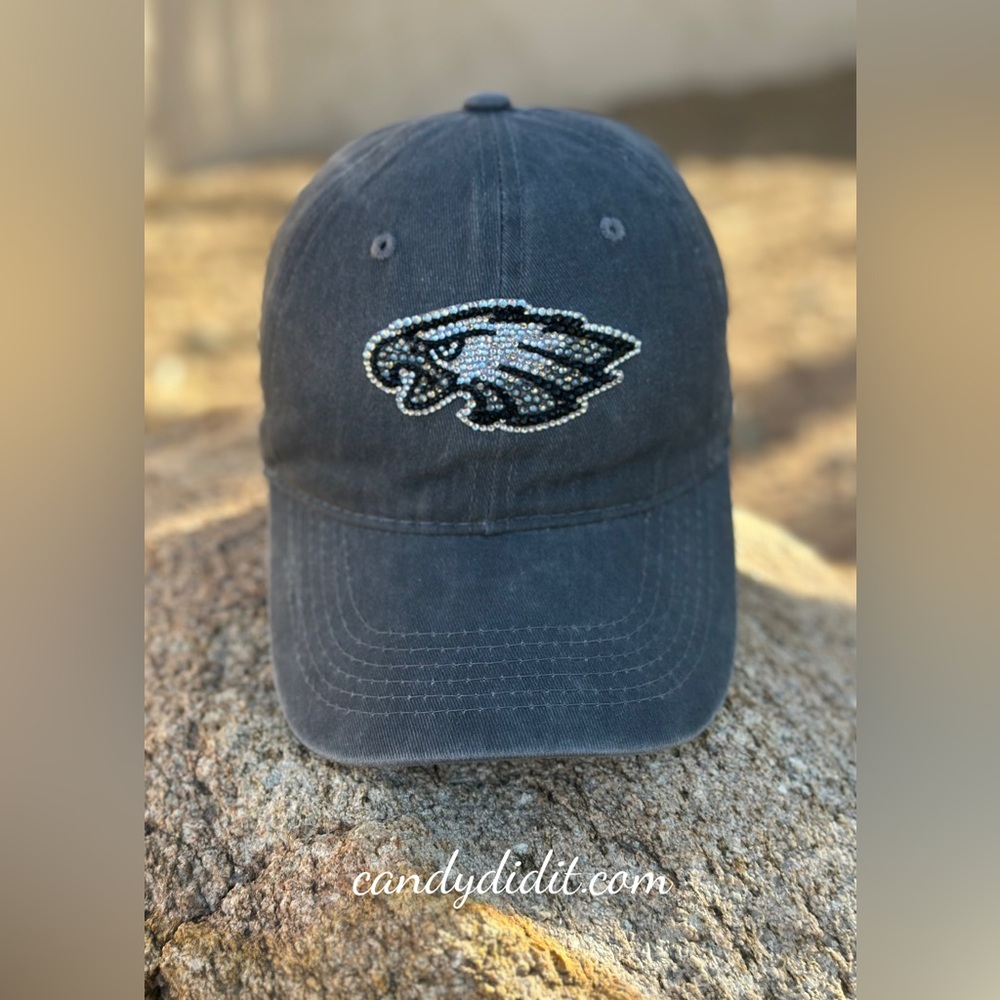 NWT Handmade Philadelphia Eagles Shades Of Gray Bling Logo Ball Cap Candy Did It